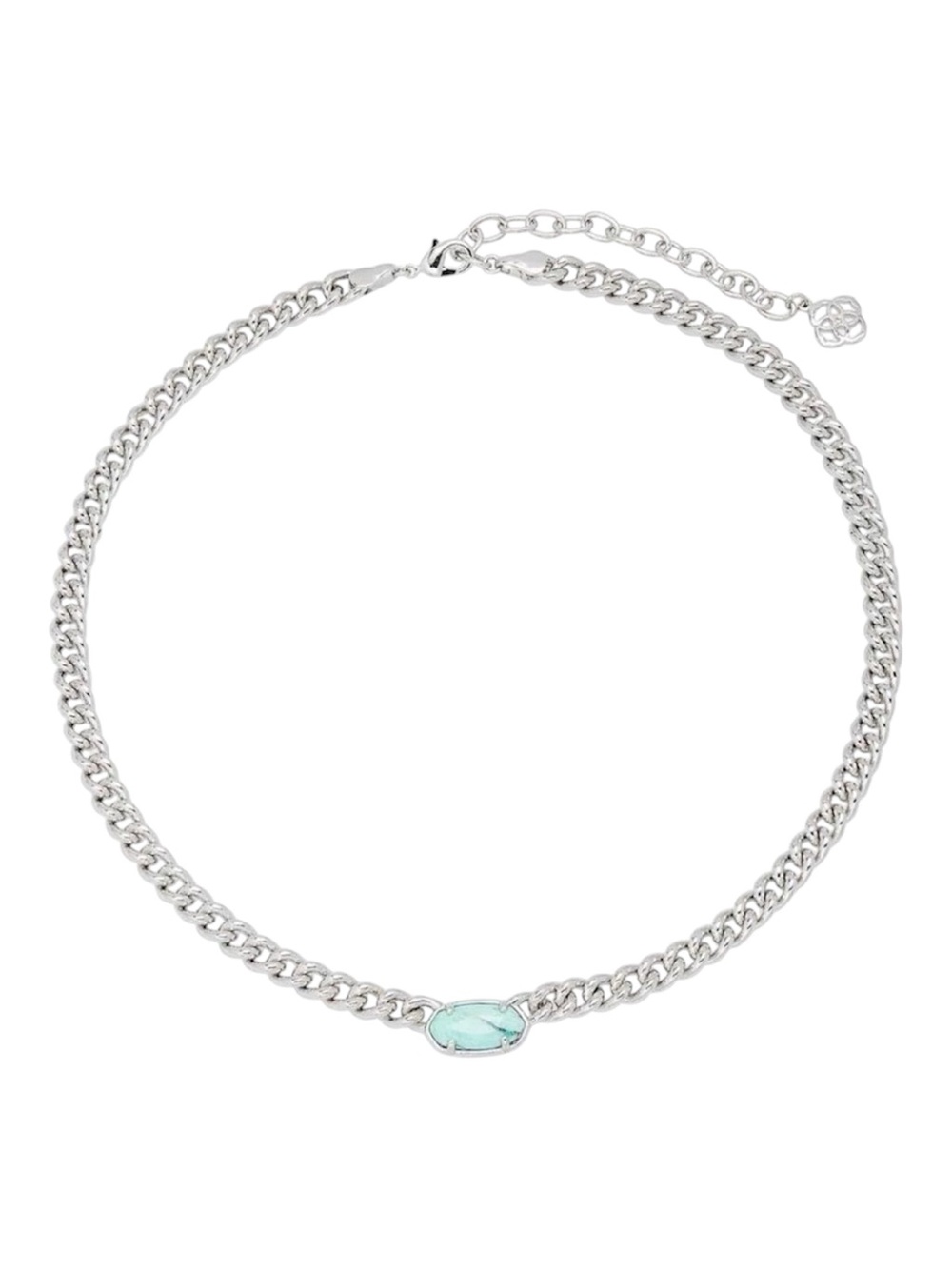 Kendra Scott Grier Pendant Necklace in Rhodium Sea Green